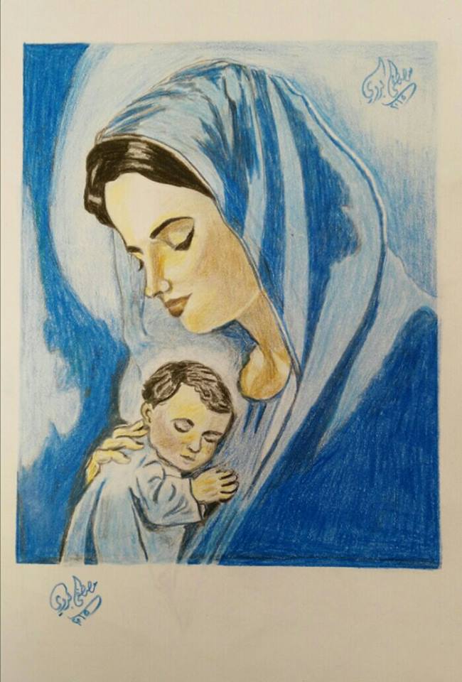 مجلة حروف من الياسمين ***من لوحاتي « الأمومة »*  الفنان  مصطفى الحاج علي‏ 12096112