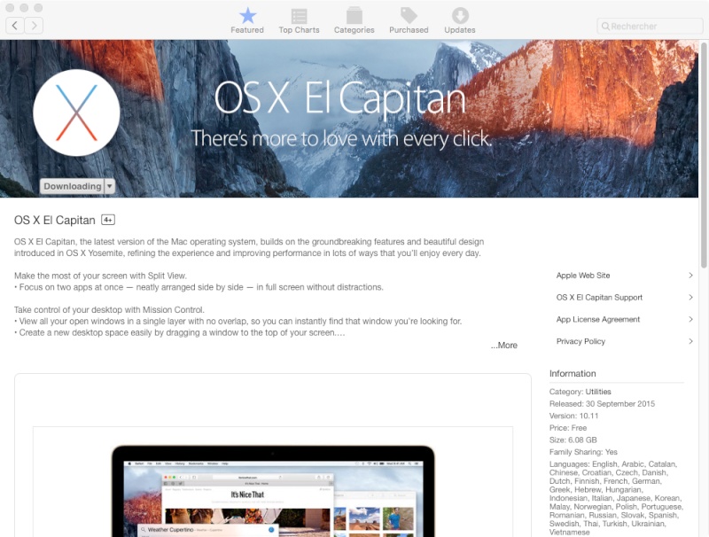 Os x El Capitan est sur APP-Store Capita10