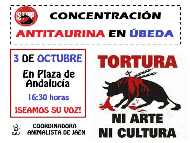 3 OCTUBRE, CONCENTRACIÓN ANTITAURINA EN ÚBEDA Cartel10