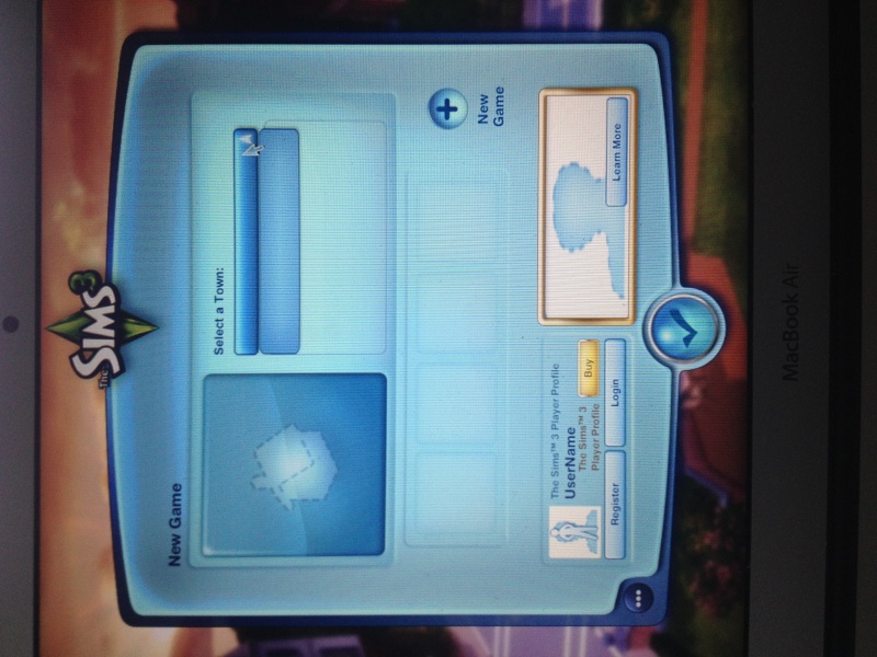 Sims 3 - No options available in the starting screen Img_1411