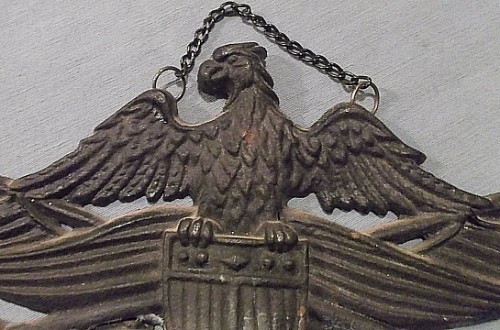 cast eagle with flags and shield plaque Water124