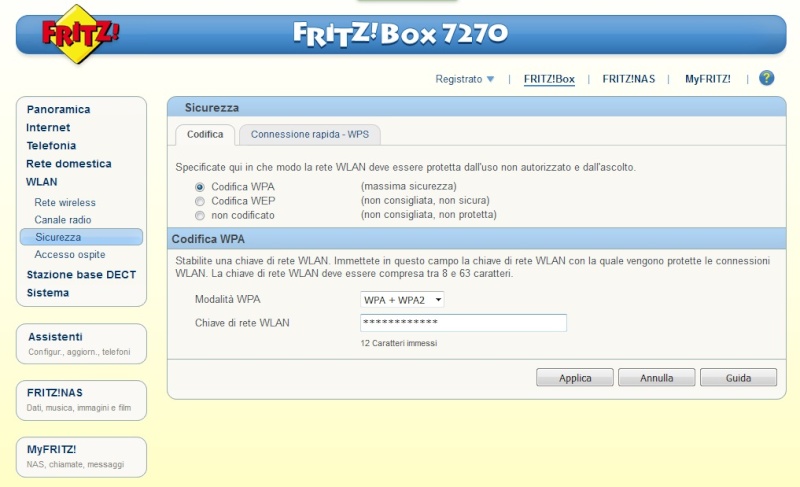 Segnale WLAN fritz 7270 sparito!!! 0210