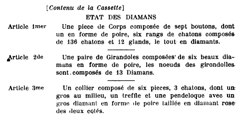 BRUXELLES - Bijoux de Marie-Antoinette : inventaire des parures, pierres précieuses et perles envoyées à Bruxelles durant la Révolution 1311