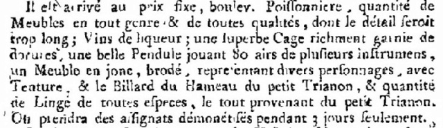 1793 : Vente aux enchères du mobilier de Versailles et du Petit Trianon - Page 2 Journa12