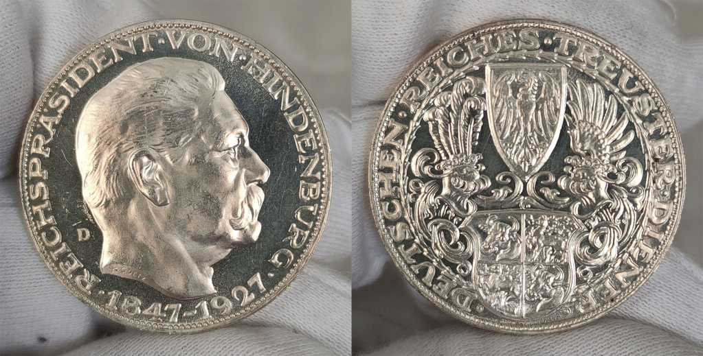  medalla 80th anv de Paul von Hindenburg. 5 marcos. 1927  01101