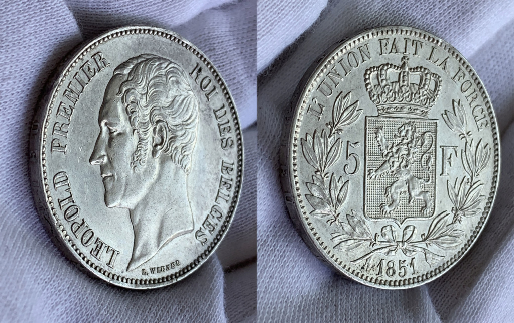 5 francos belgas 1851 0126