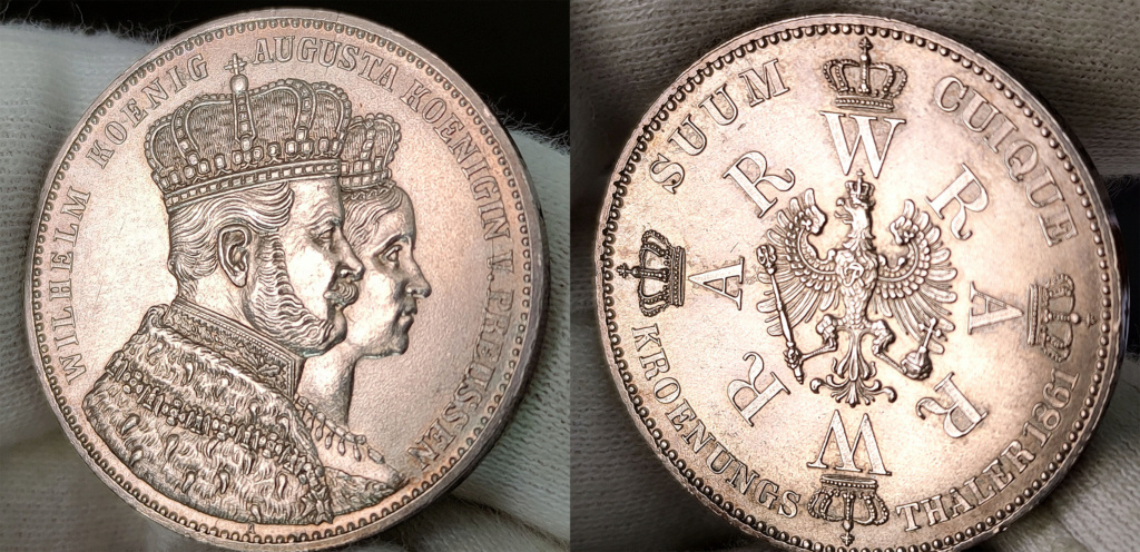 1 Thaler. Prusia (Alemania). 1861. Coronación de Guillermo I y Augusta  0199