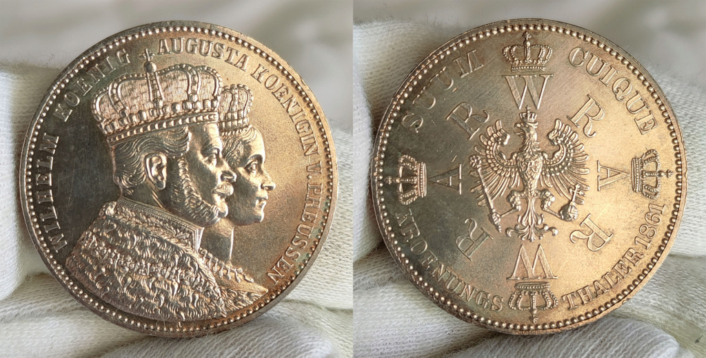 1 Thaler. Prusia (Alemania). 1861. Coronación de Guillermo I y Augusta 0391