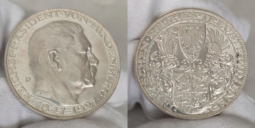  medalla 80th anv de Paul von Hindenburg. 5 marcos. 1927  0455