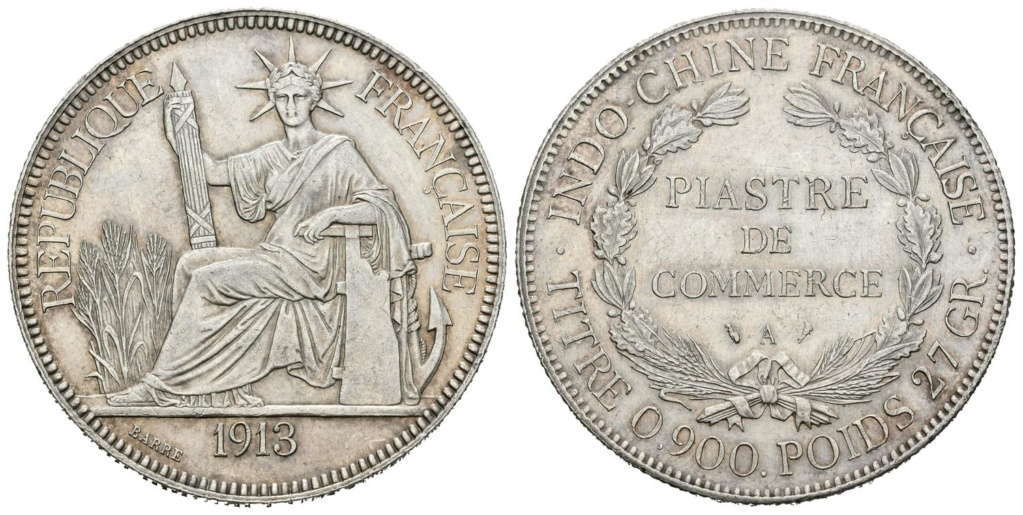 1 piastra de comercio 1913 - Indochina francesa - 1_pias10