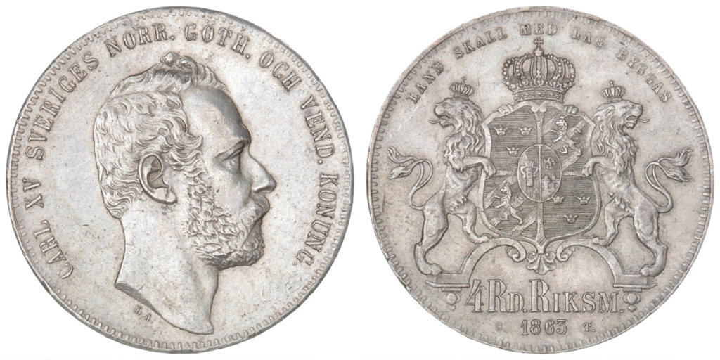 4 Riksdáler Riksmynt 1863. Suecia 4_riks10