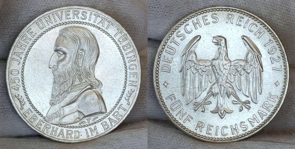 5 marcos 1927 Alemania. 450 aniversario de la Universidad de Tübingen 5_marc17