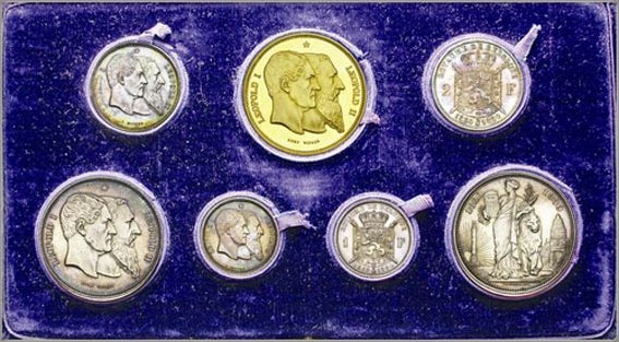 1880 - 5 francos 1880 Bélgica - 50 aniversario de la independencia - Set_co10