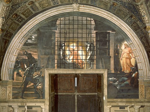 Saint Pierre est délivré par un ange de sa prison .  520px-10