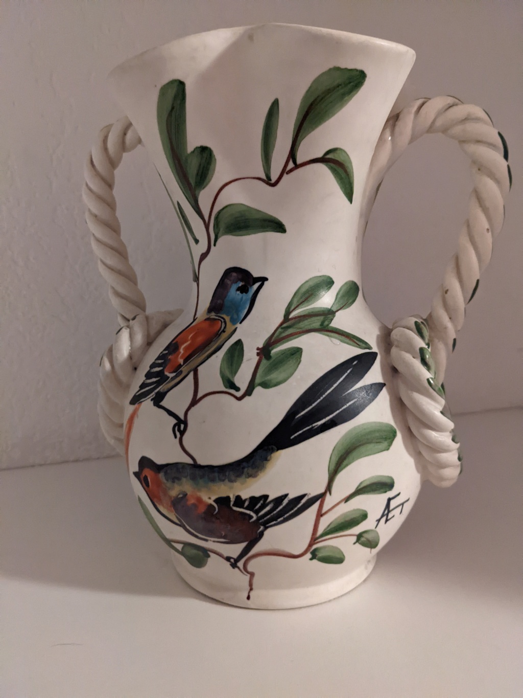 Vallauris vase avec des oiseaux peints à la main Pxl_2013
