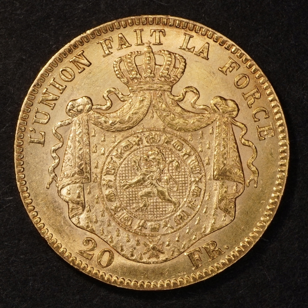 World gold - 4x 20 franc coins of the Latin Monetary Union 1869_b10