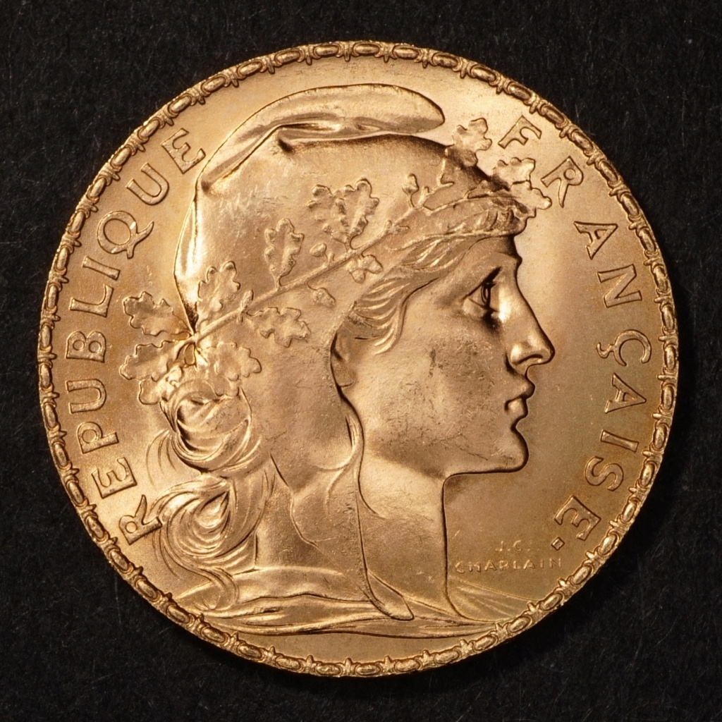 World gold - 4x 20 franc coins of the Latin Monetary Union 1909_r10