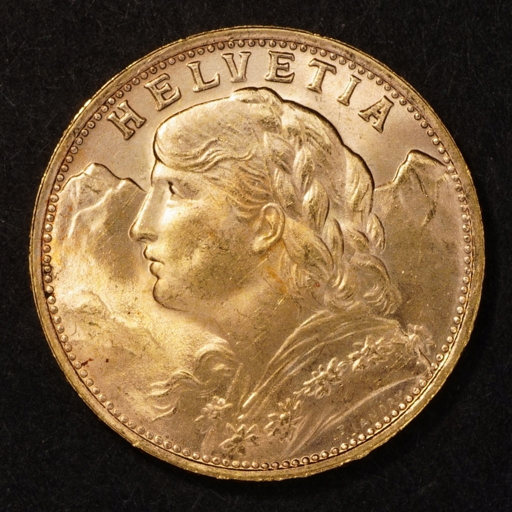 World gold - 4x 20 franc coins of the Latin Monetary Union 1947_v10