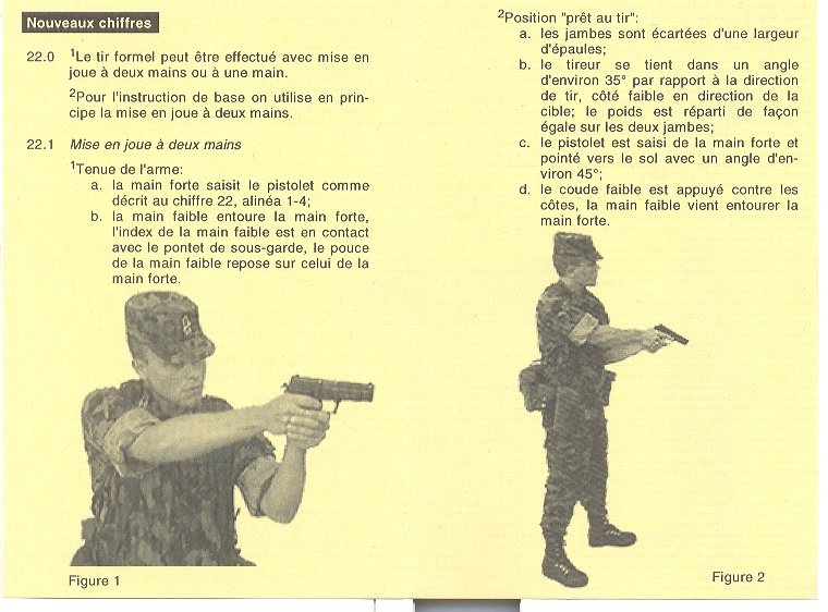 Les pistolets, Armée suisse, règlement P2310