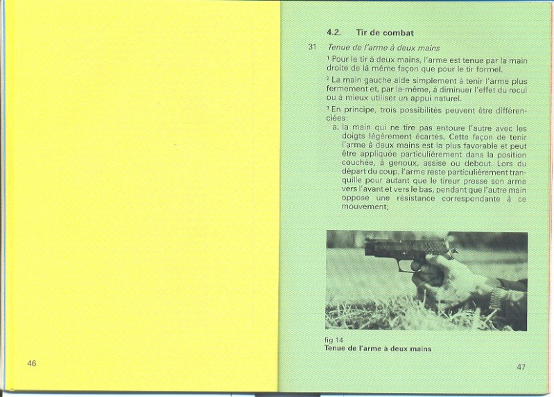 Les pistolets, Armée suisse, règlement P3010