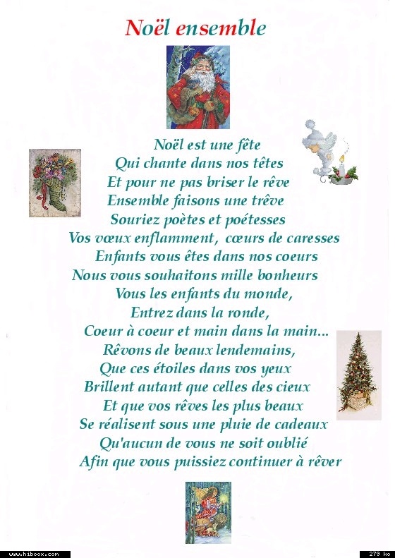Poème et chanson sur Noël