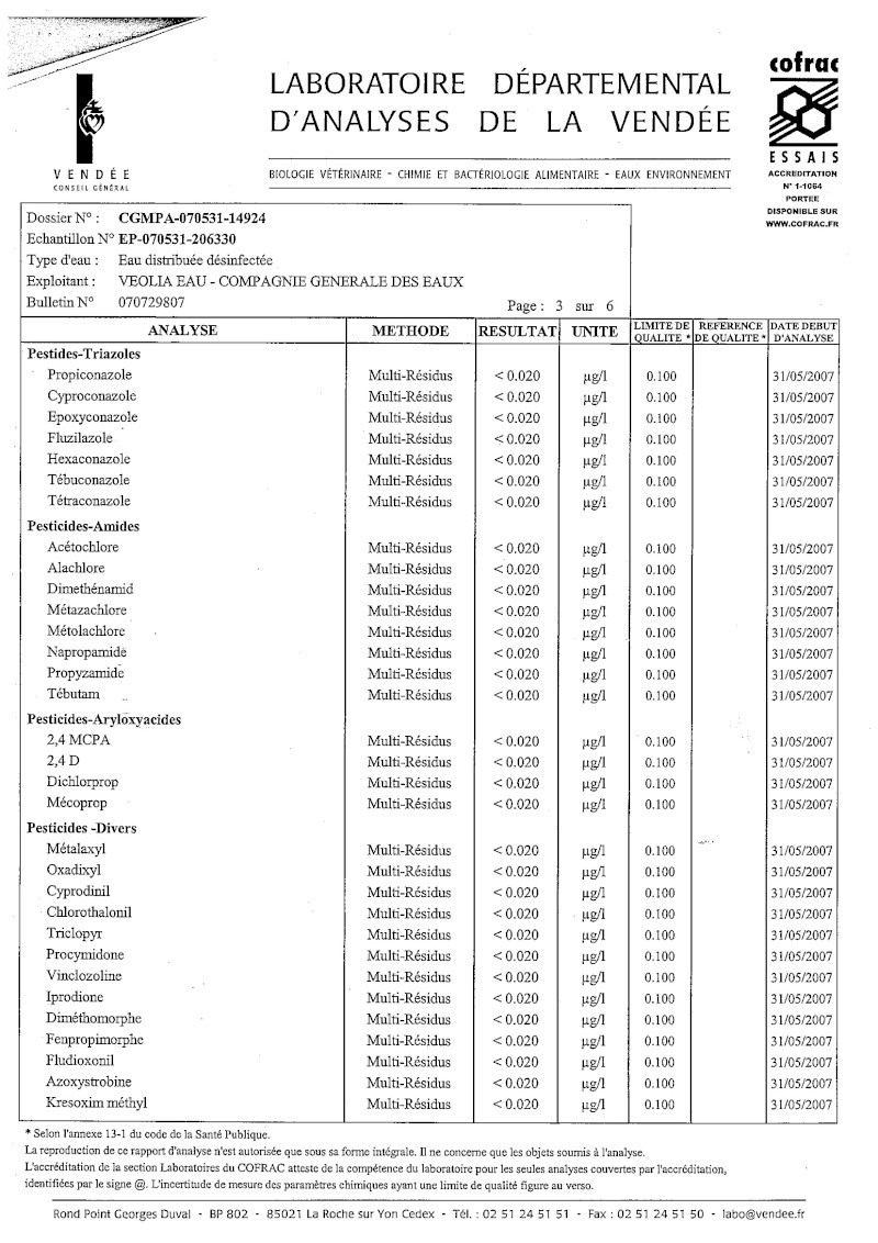 analyse officielle complte de l'eau  la roche sur yon Analys12