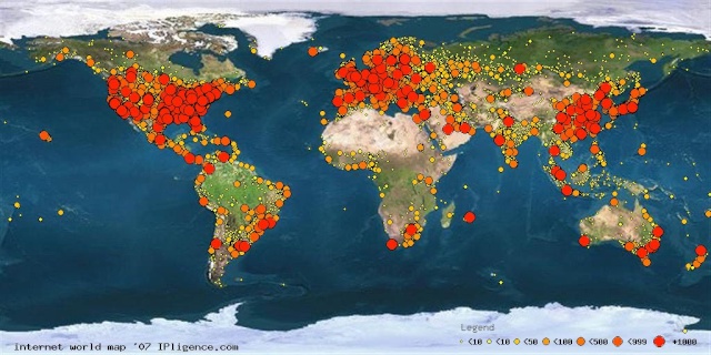 خريطة توزيع الأنترنات في العالم Worldm10