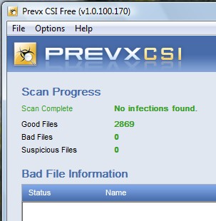 Un scanneur de malwares en complément : PrevX SCI 2007-029
