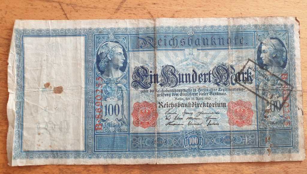 Billet allemand tamponné Trésor et Postes 20220912
