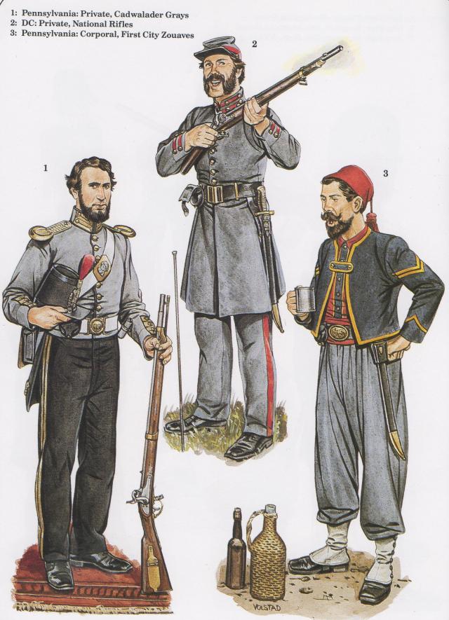 differents uniformes porté par les milices d etats durant la civil war Img40910