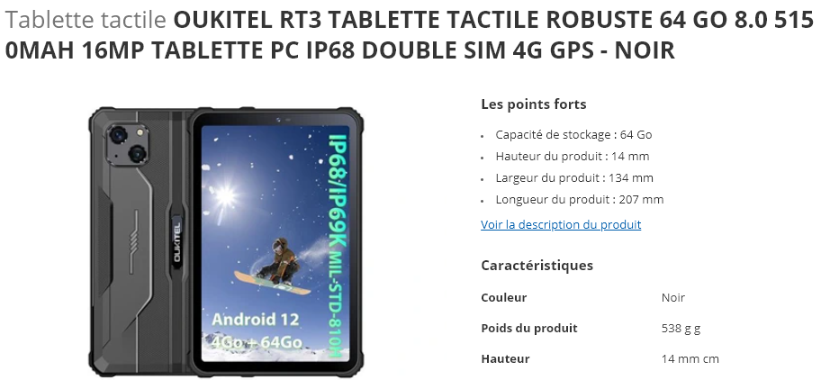 Tablette 8 pouces OUKITEL RT3 Oukite10