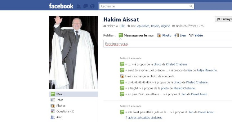 La page Facebook de Aissat Hakim  Aissat10