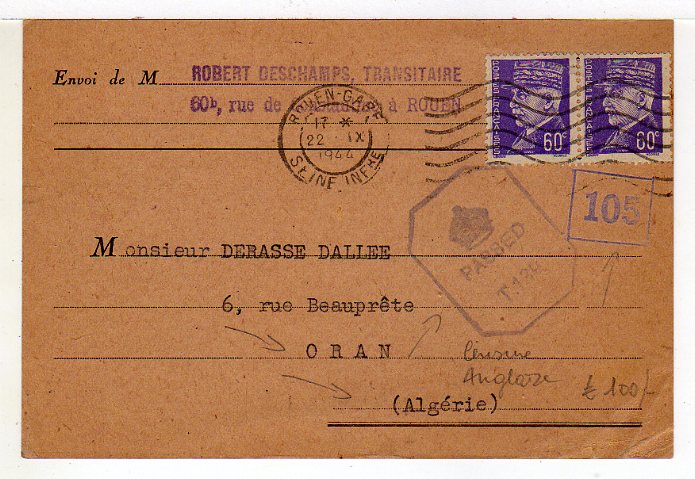 Tarif des cartes postales pendant la Deuxième Guerre mondiale 1944_c10