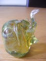 Yellow & blue streaked glass elephant Glass_10