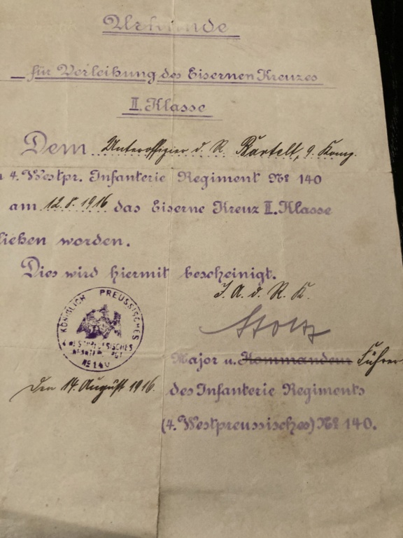 (M) Diplôme de Croix de Fer 2e classe remis en 1916 à Verdun VENDU 6c3fda10