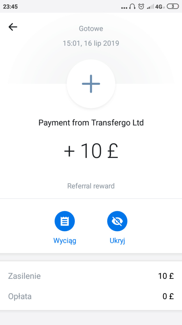 Transfergo 25 funtów gratis za przelew na swoje konto revolut Screen14