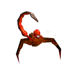 Escorpión rojo con dos patas Arakit10