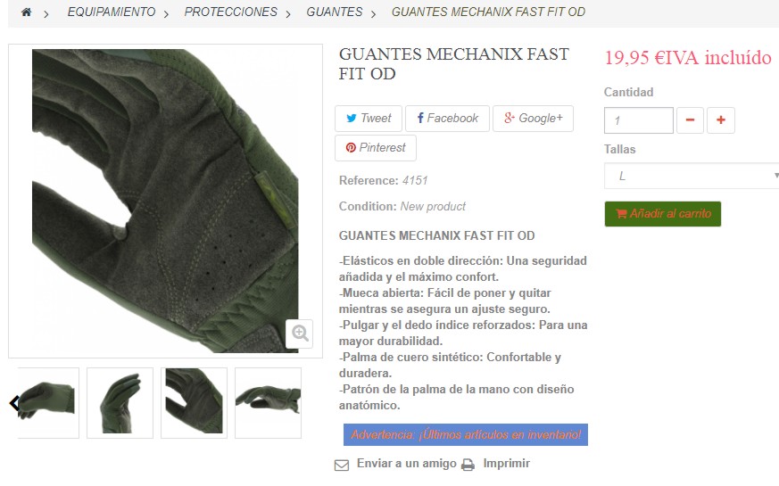 Acuerdo Guantes Mechanix Mechan10