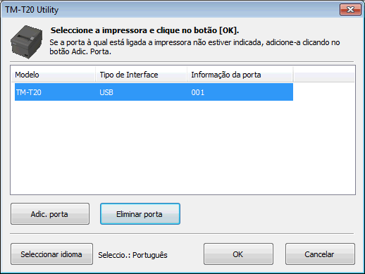 : Configurar TM-T20 Epson para permitir impressão SAT e Windows 0131