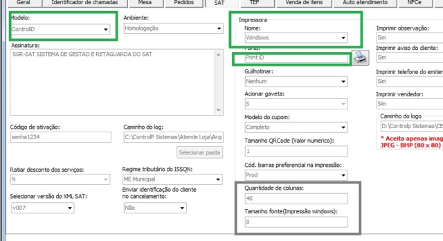 PDV \ SAT "Como instalar e configurar impressora e SAT ControlID" 0214