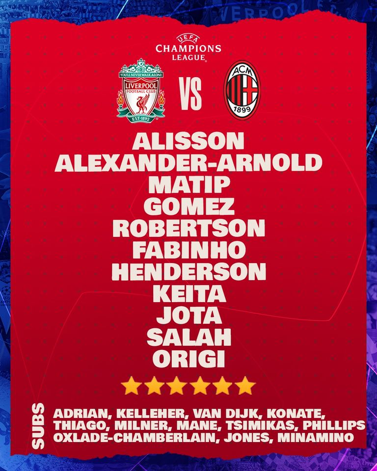 Gruppe B * 1. Spieltag  » 15.09. 2021  - 21:00 Uhr » Liverpool FC - AC Milan 3629