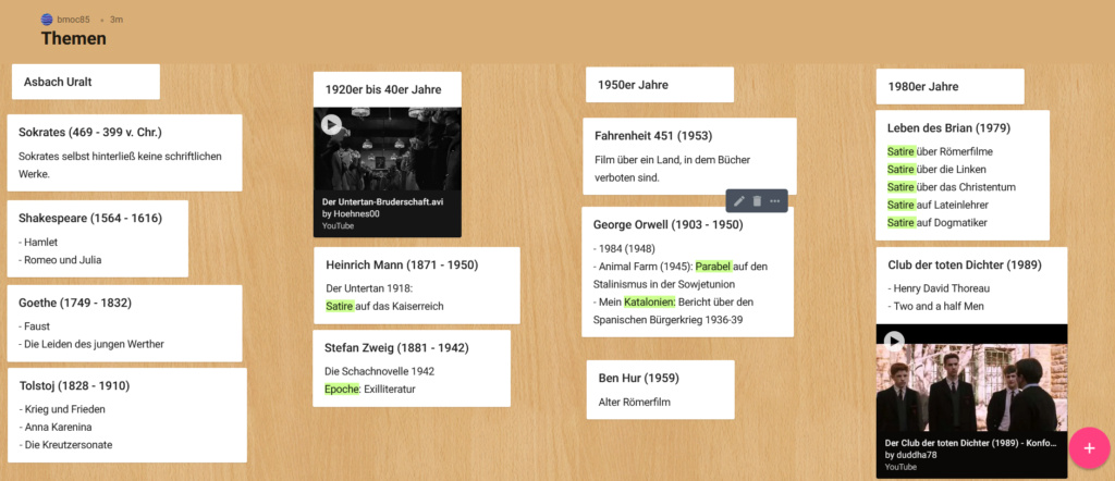 Leben des Brian, Club der toten Dichter, Thoreau Padlet10