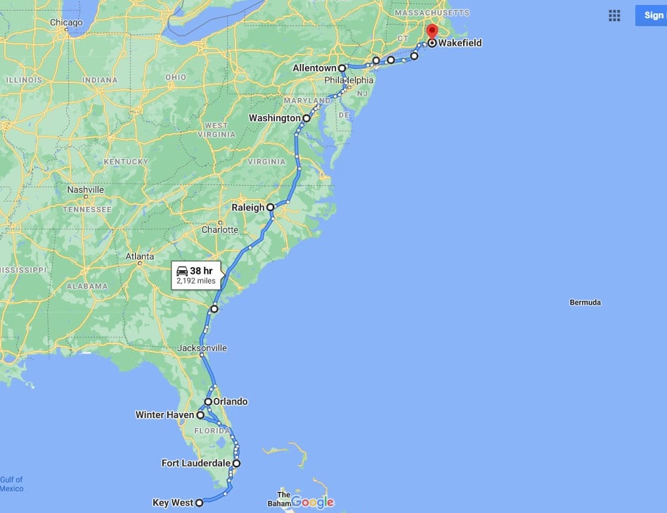 The Great Journey North: FL Keys to Rhode Island 17613510
