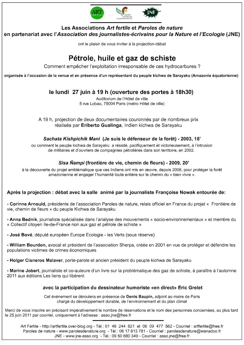 "Pétrole, huile et gaz de schiste"...Auditorium de l'Hotel de Ville...PARIS..27 juin...19h Invita10