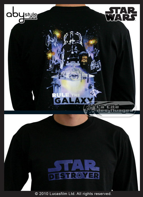 T-shirt Manches Longues homme Noir "Rule the Galaxy"  Abytex10