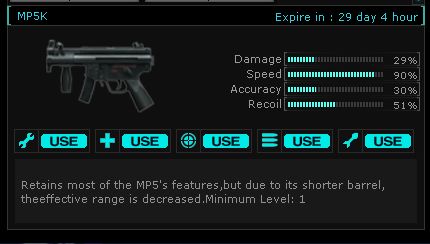 Toutes les armes et PX ainsi que leur prix Mp5k10