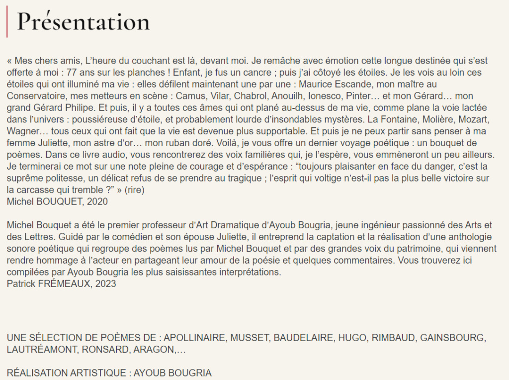 Juillet 2023 - Michel Bouquet - Testament poétique - Double CD Captur44
