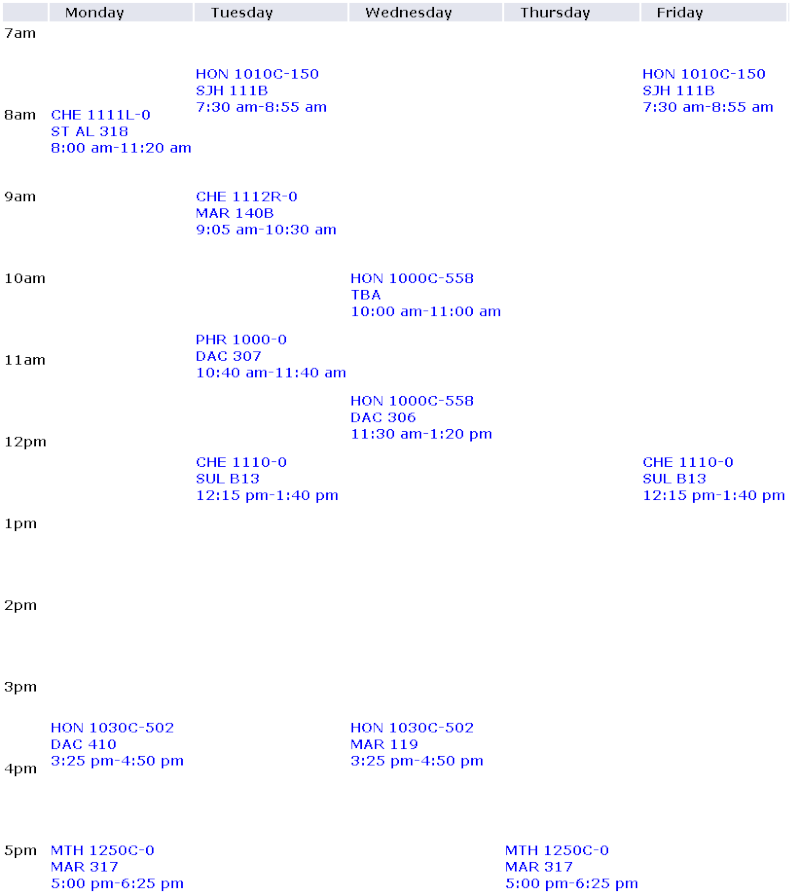 Got my college schedule Schedu10