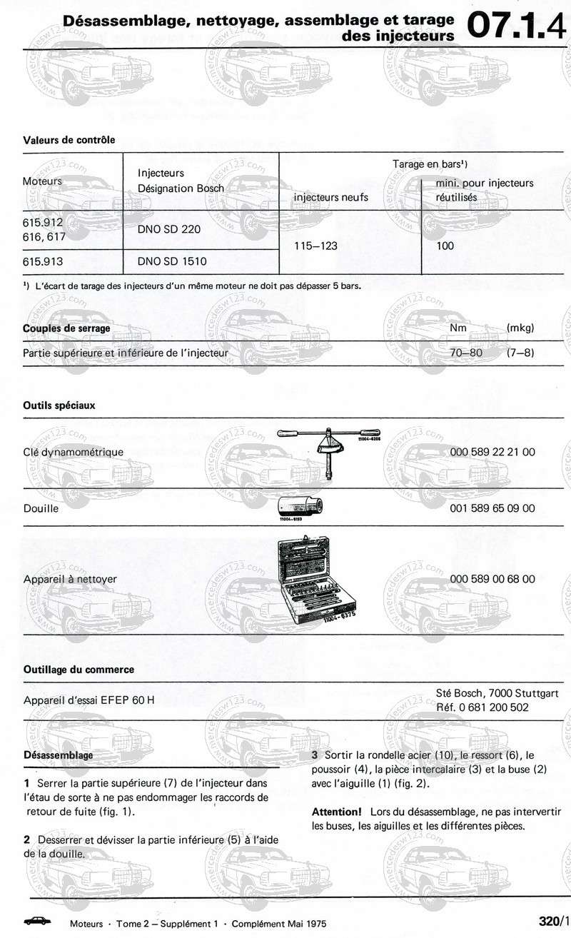 w123 : 07.1 - OM 615 - 616 - 617 - Injecteurs - Contrôle Img99110