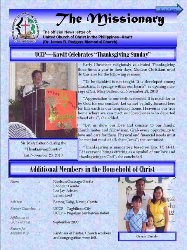 The Missionary (UCCP-Kawit's Newsletter 2011) Slide110